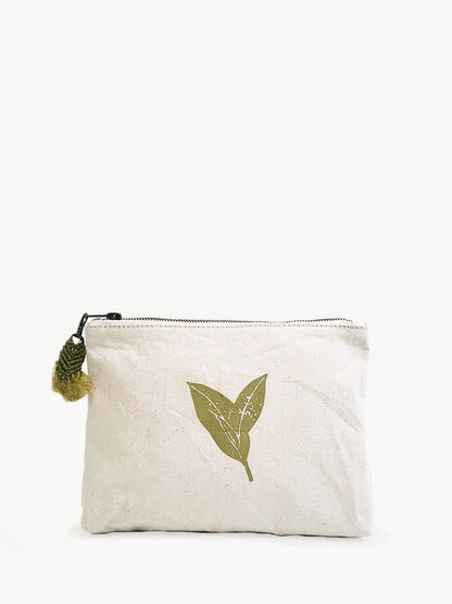 Hand Screen Printed Cotton Canvas Pouch - Nature