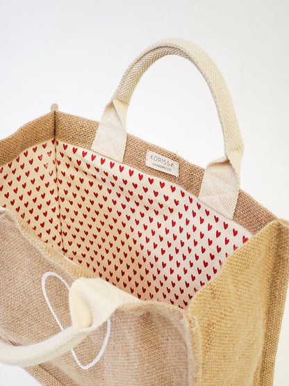 Jute Canvas Gift Bag - Love