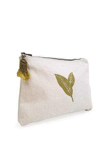 Hand Screen Printed Cotton Canvas Pouch - Nature