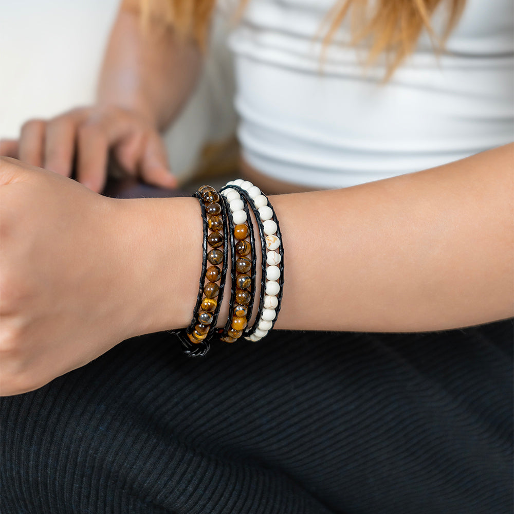 White Turquoise + Tiger Eye Bracelet