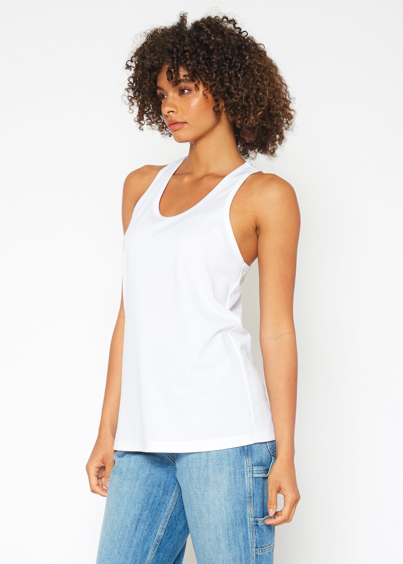 Women's Eco Friendly Reolite Tech Tank Top in White by Shop at Konus