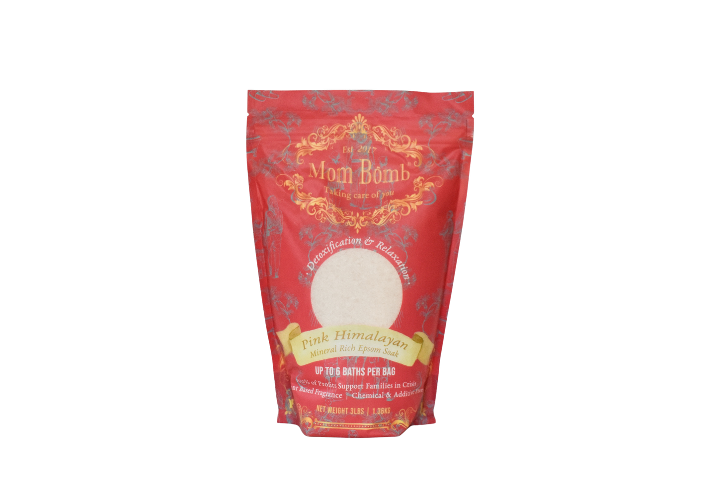 Mom Bomb Pink Himalayan Bath Soaks 3lb with Melon and Cedarwood scents