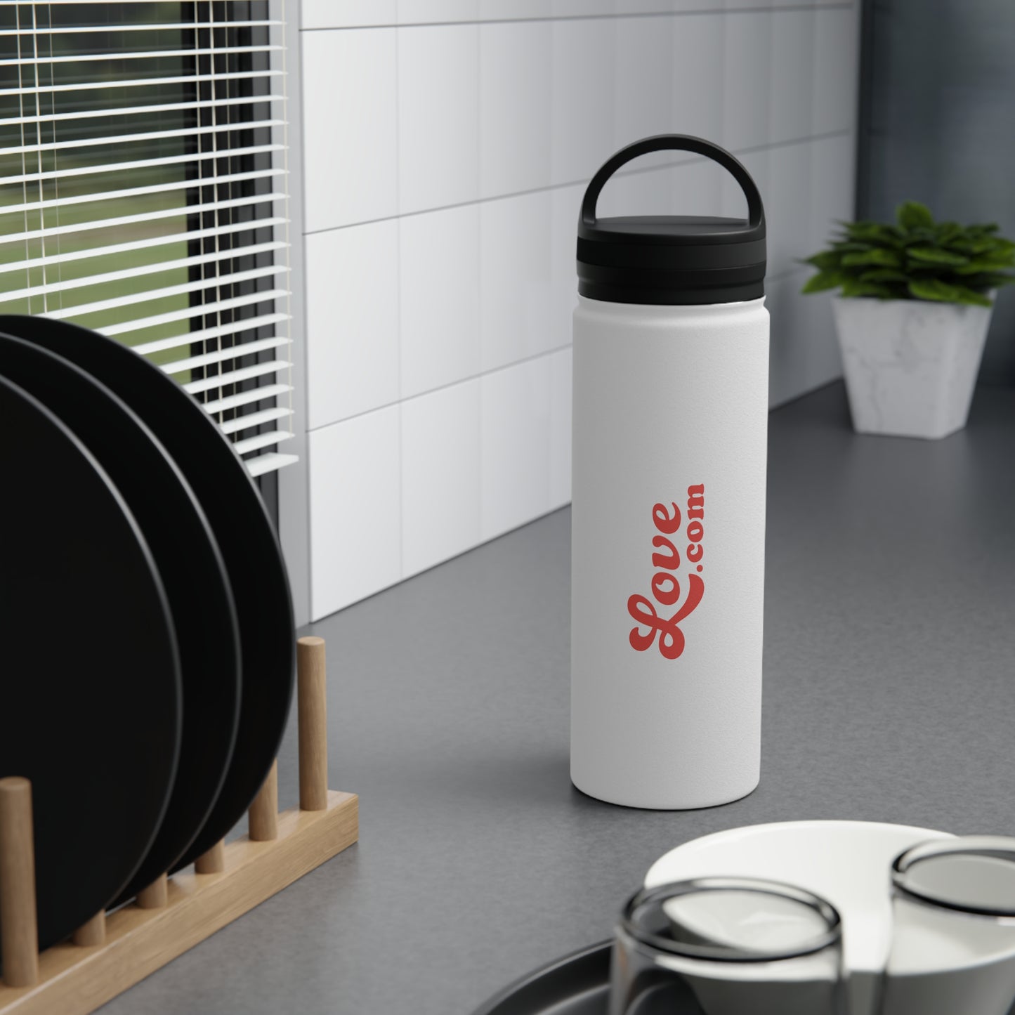 Stainless Steel Water Bottle, Handle Lid