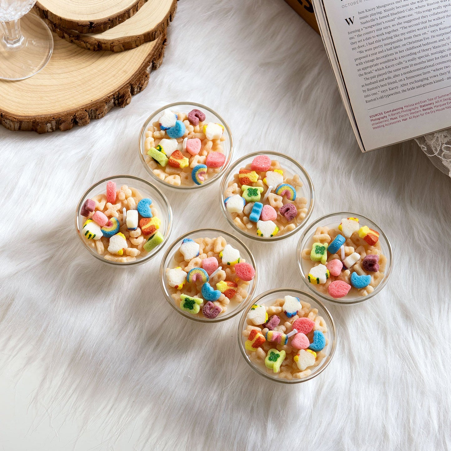 Mini Funny French Vanilla Cereal Bowl Scented Soy Aromatherapy Candles for Wedding (6pcs/Pack)