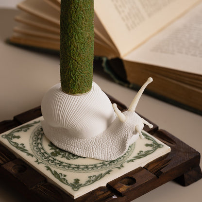 Moss Taper Scented Candle & Snail Candle Holder Set for Home Decoration Crafts Arts