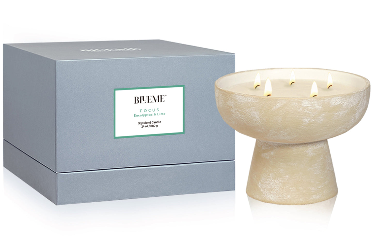 Focus - Ceramic Refillable Candle - Eucalyptus & Lime