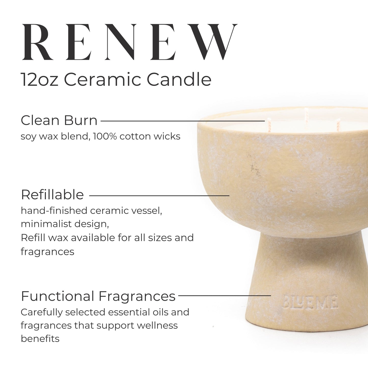 Renew - Ceramic Refillable Candle - Ivy & Rose