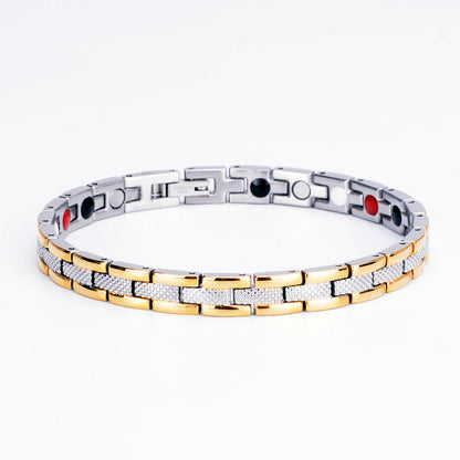 Stainless Steel Energy Bracelet 4-in-1. 2 Colors available. Model B029