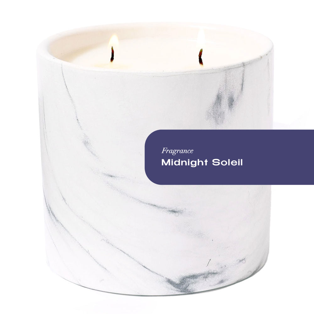 Midnight Soleil White Marble Candle 17oz