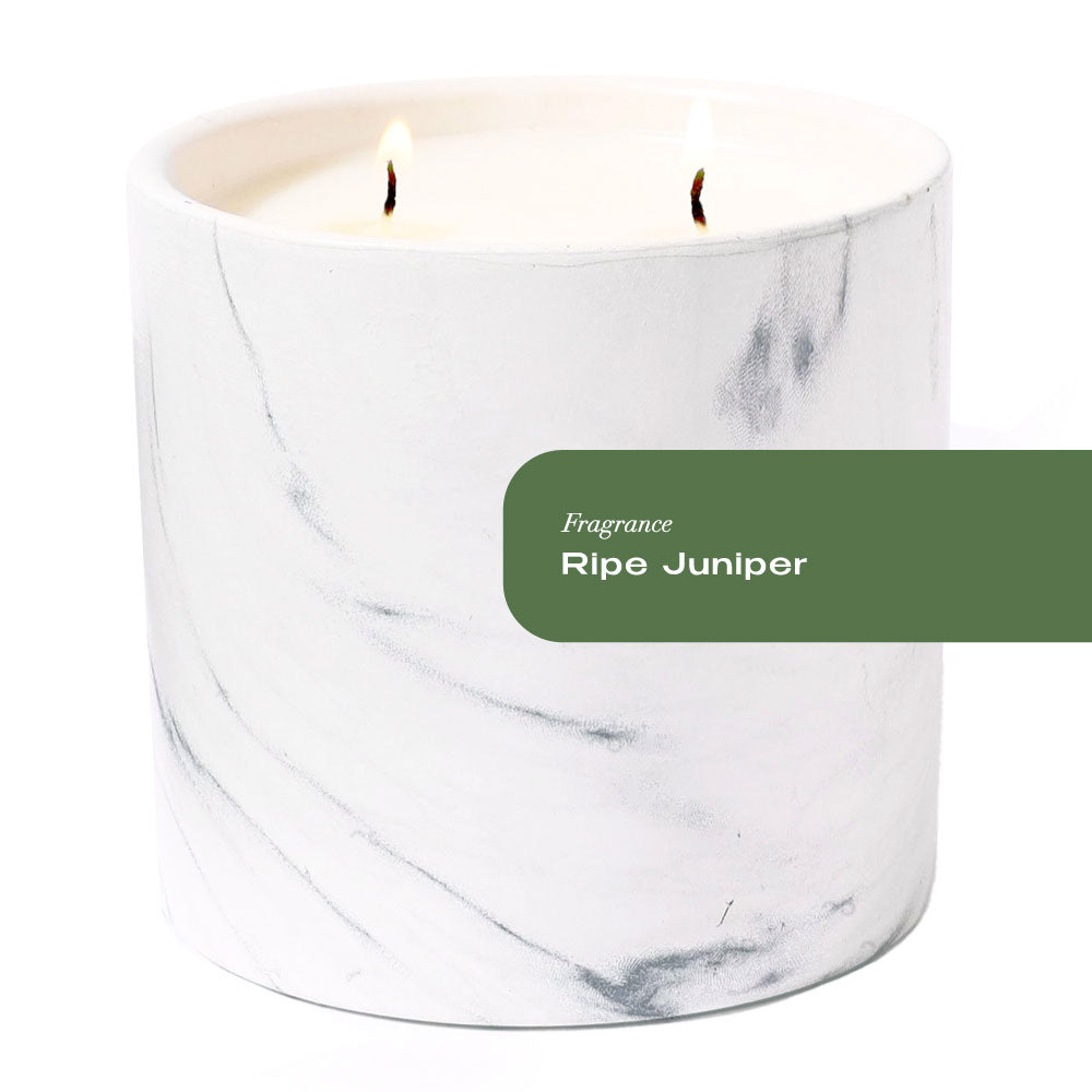 Ripe Juniper White Marble Candle 17oz