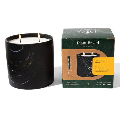 Natural Lemon Black Marquina Candle 17oz