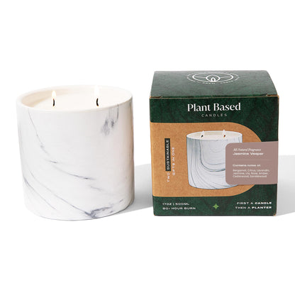 Natural Jasmine Vesper White Marble Candle 17oz