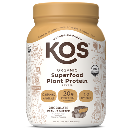 KOS Organic Plant Protein, Chocolate Peanut Butter, 28 Servings