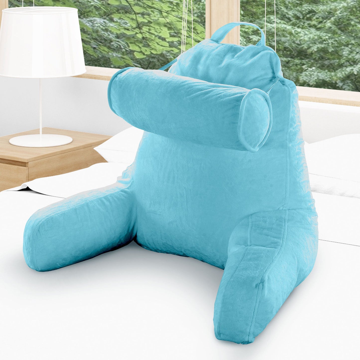 Cheer Collection TV &  Reading Pillow with Detachable Cervical Bolster Backrest , Washable