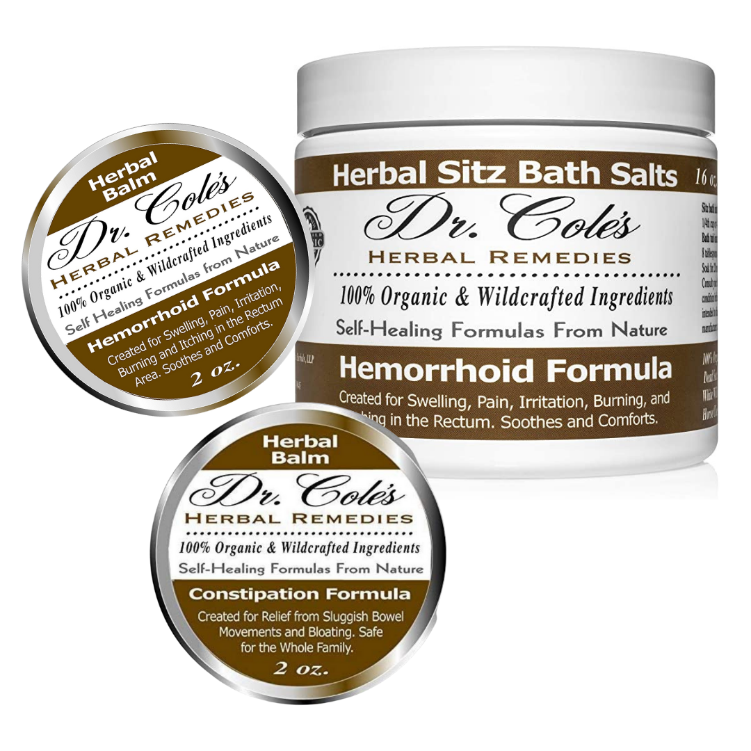 Dr. Cole's Hemorrhoid Balm, Salts, and Constipation Balm Bundle