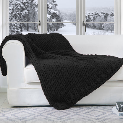 Cheer Collection Chunky Cable Knit Throw Blanket | Ultra Plush and Soft 100% Acrylic Accent Throw - 50 x 60