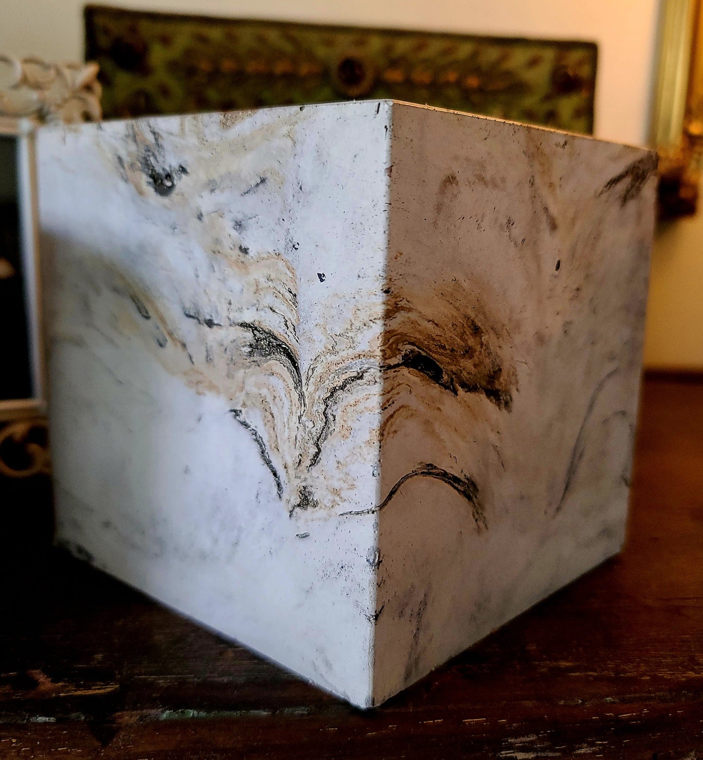 Signature Concrete Candle - Large Square Handpainted Concrete Candle