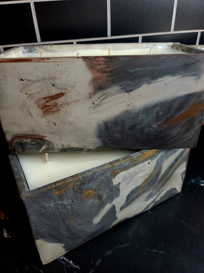 Signature Concrete Candle - XL Rectangle Handpainted Concrete Candle