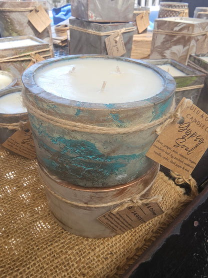 Signature Concrete Candle - Round Hand painted Concrete Candle