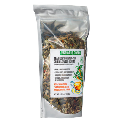 Siberian Green Sea Buckthorn Tea 100g – Wild-Harvested, Natural & Caffeine-Free