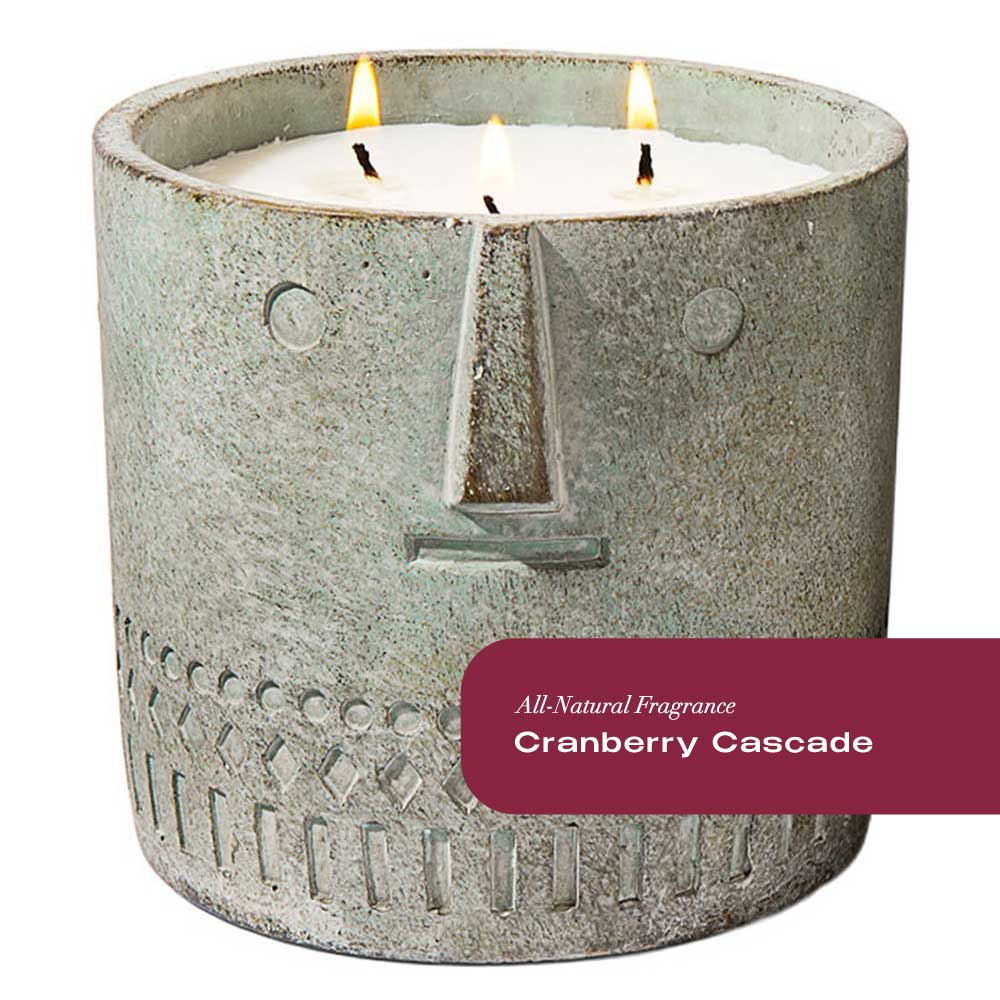 Natural Cranberry Cascade Stone Face Candle 27oz