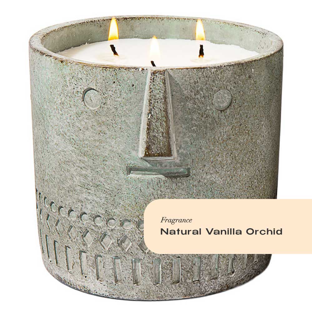 Natural Vanilla Orchid Stone Face Candle 27oz