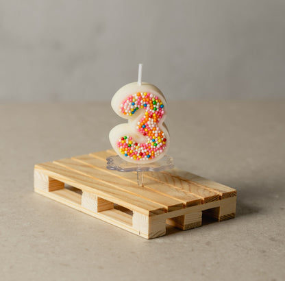 Colorful Sprinkle Candy Embedded Birthday Number Candle