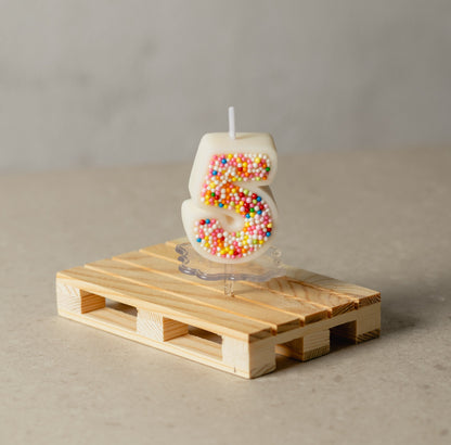 Colorful Sprinkle Candy Embedded Birthday Number Candle