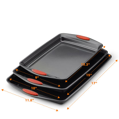 Cheer Collection Set of 3 Nonstick Baking Pans – Durable Carbon Steel Bakeware with Nonstick Coating