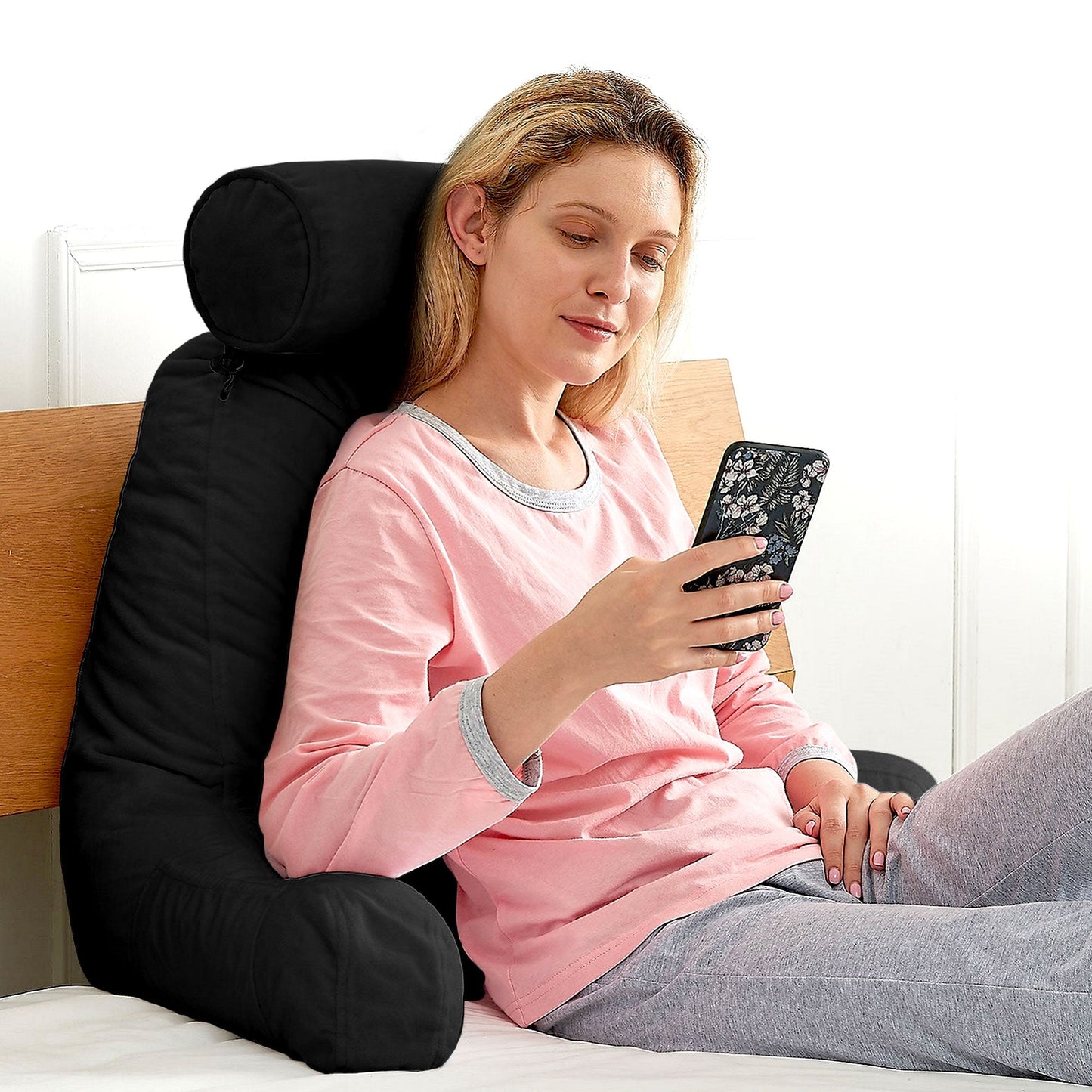 Cheer Collection TV &  Reading Pillow with Detachable Cervical Bolster Backrest , Washable