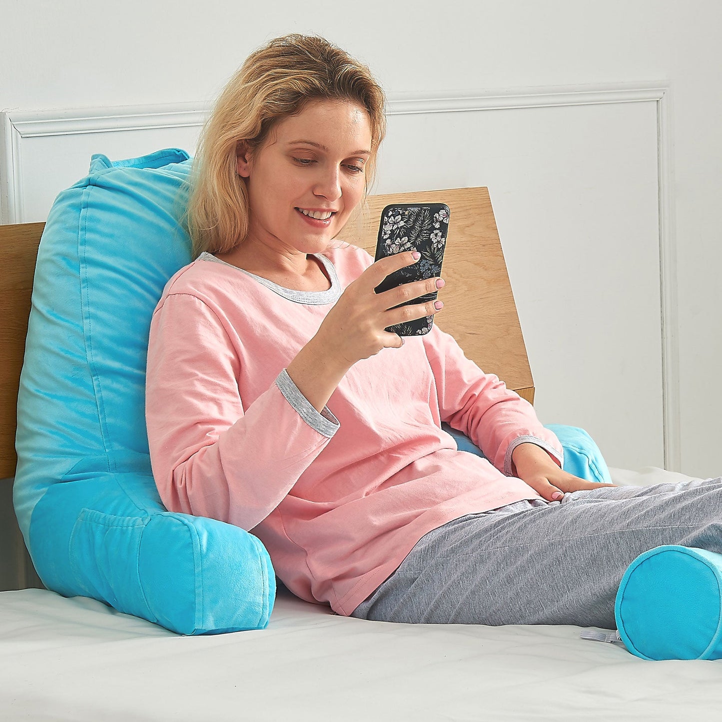 Cheer Collection TV &  Reading Pillow with Detachable Cervical Bolster Backrest , Washable