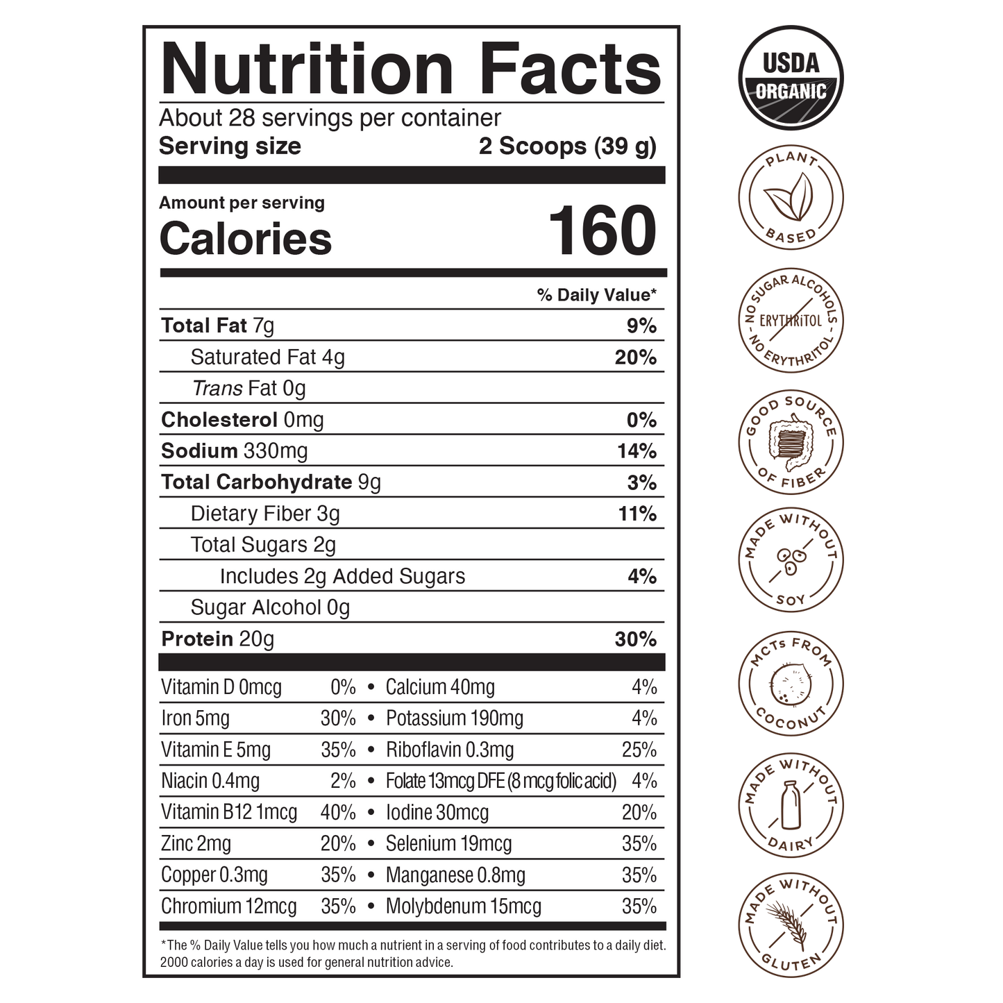 KOS Organic Plant Protein, Chocolate, 28 Servings by KOS.com