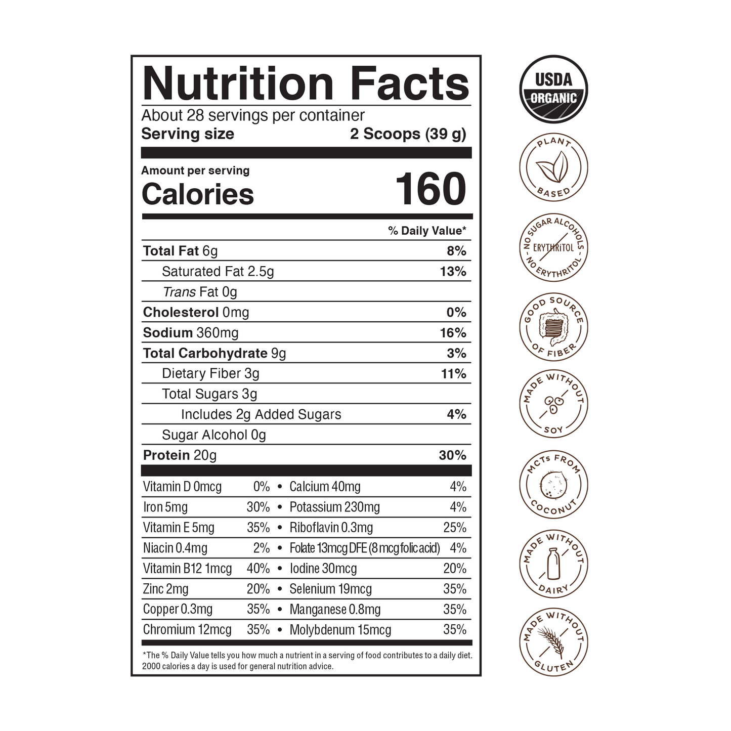 KOS Organic Plant Protein, Chocolate Peanut Butter, 28 Servings