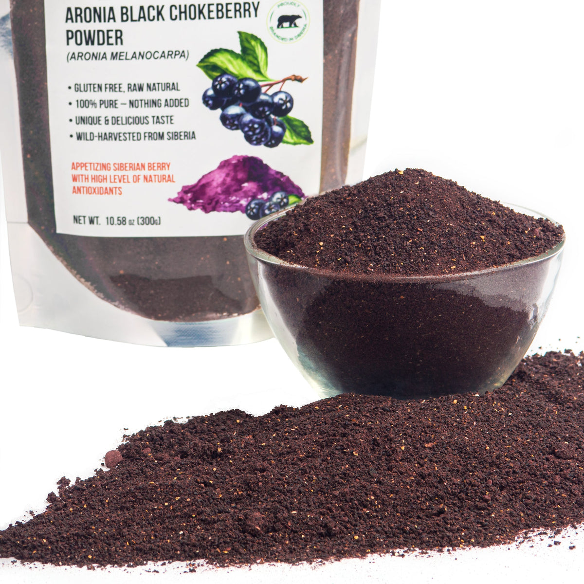 Aronia Berry Powder | Wild-Harvested Siberian Black Chokeberry | 300g