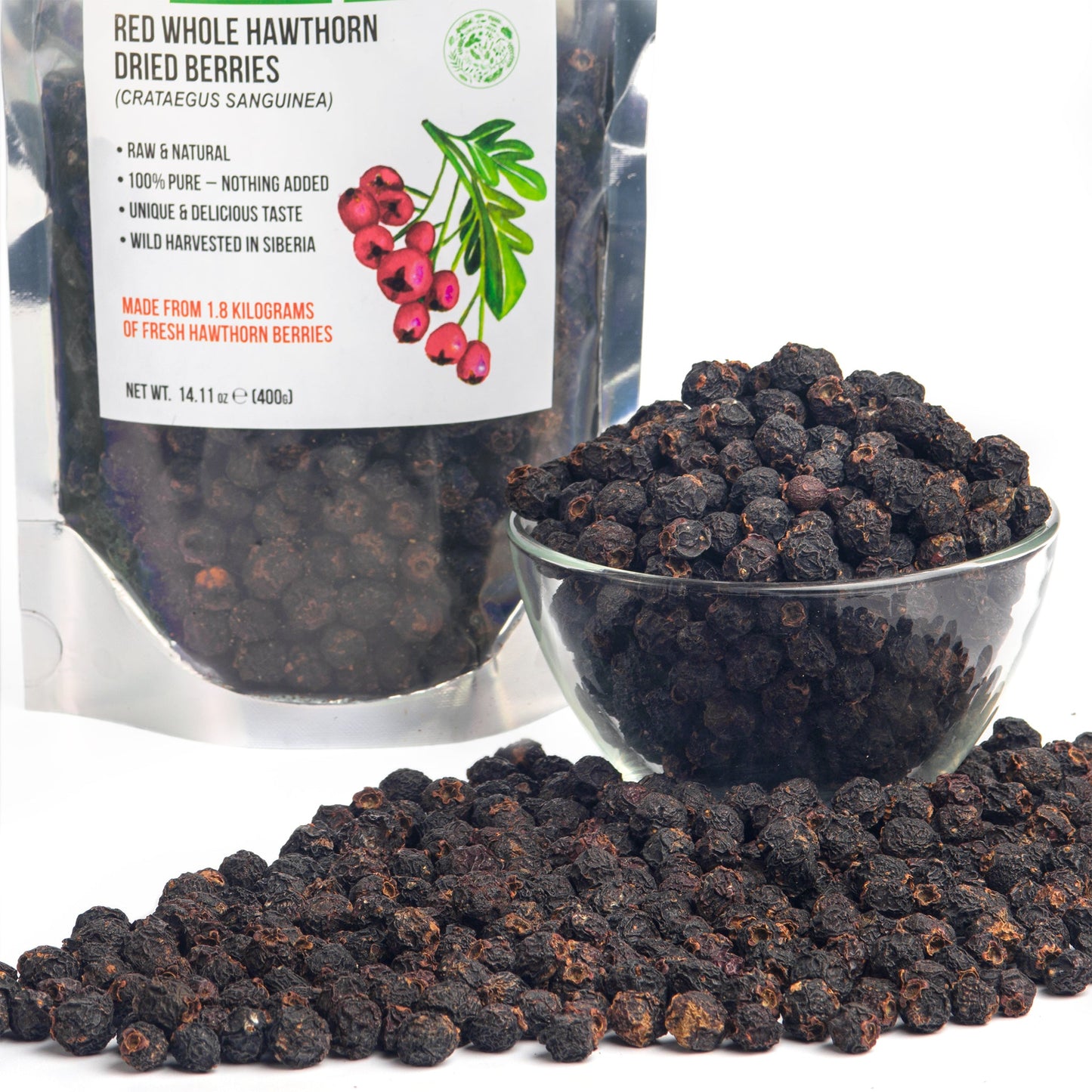 Premium Wild-Harvested Dried Red Hawthorn Berries – 100% Natural & Nutrient-Rich, 400g