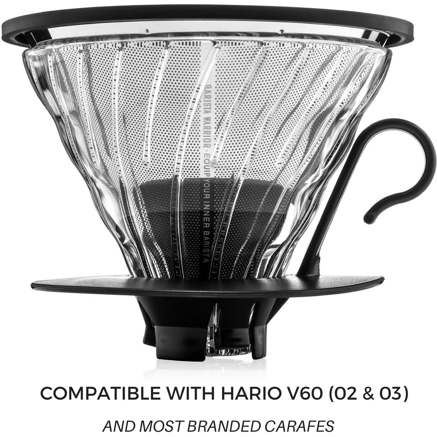 Reusable Pour Over Coffee Filter for Chemex and Hario V60 (Silver) by Barista Warrior