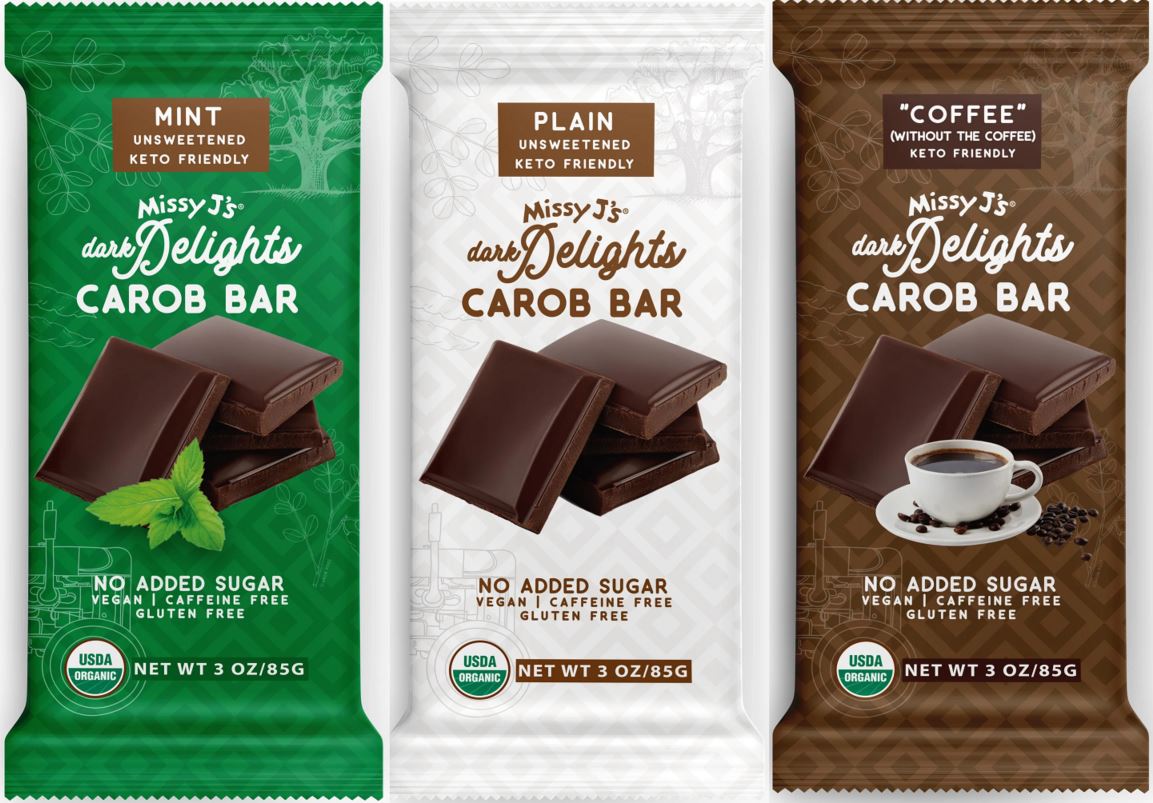 Missy J's Organic 3pk Carob Dark Delights Unsweetened Sampler Candy Bar