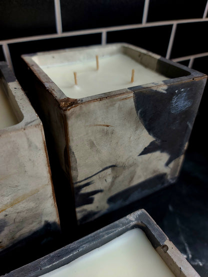 Signature Concrete Candle - Large Square Handpainted Concrete Candle