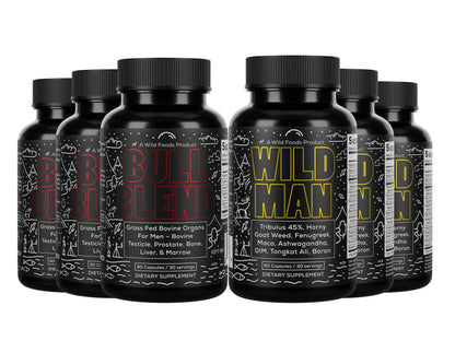 The Wild Man Stack: Bull Blend Organs Complex + Wild Man Herbal Testosterone Blend by Wild Foods