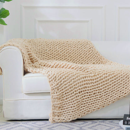 Cheer Collection Chunky Cable Knit Throw Blanket | Ultra Plush and Soft 100% Acrylic Accent Throw - 50 x 60