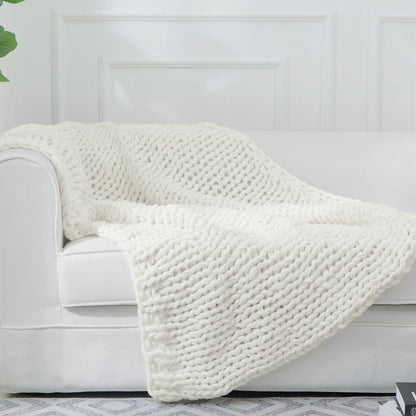 Cheer Collection Chunky Cable Knit Throw Blanket | Ultra Plush and Soft 100% Acrylic Accent Throw - 50 x 60