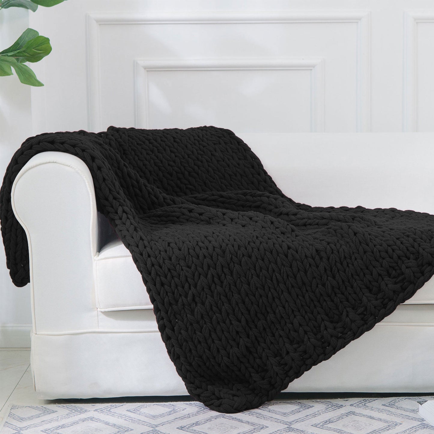 Cheer Collection Chunky Cable Knit Throw Blanket | Ultra Plush and Soft 100% Acrylic Accent Throw - 50 x 60