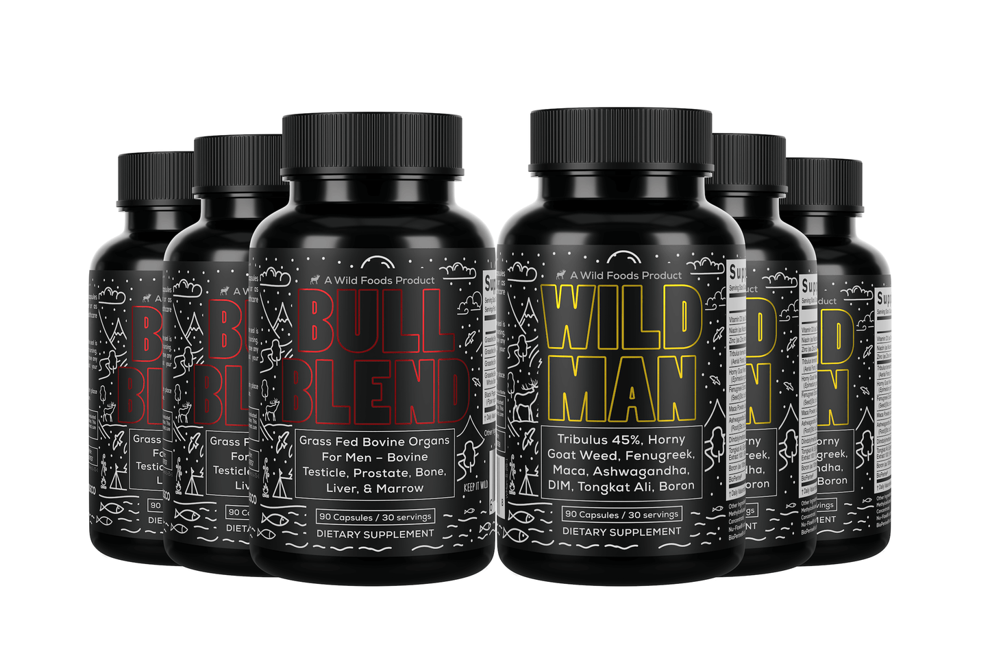 Wild Man: Herbal Mineral Hormone Stack For Men  - Tribulus, Tongkat Ali, Boron, Niacin, Zinc, D3, and more by Wild Foods