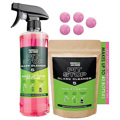 WASH&WHIPS Pit Stop Glass Cleaner / All Surface Cleaner Refill Tablets (Makes 5 Gallons)