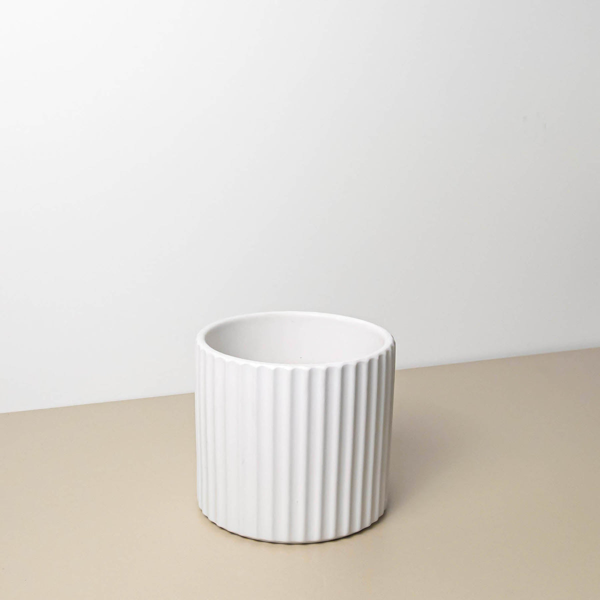 White Cylinder Textured Planter - 6" Inch