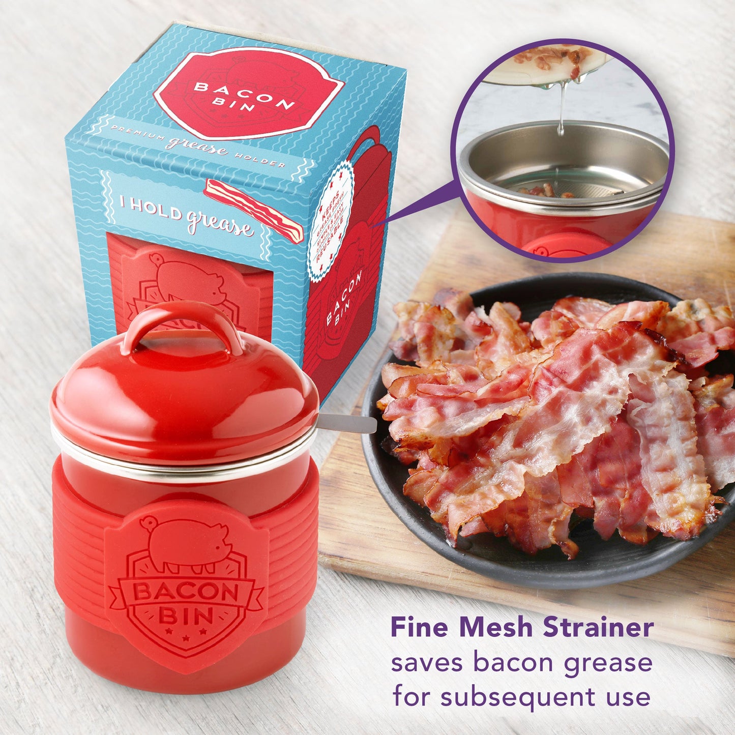 Metal Bacon Bin - Grease Holder