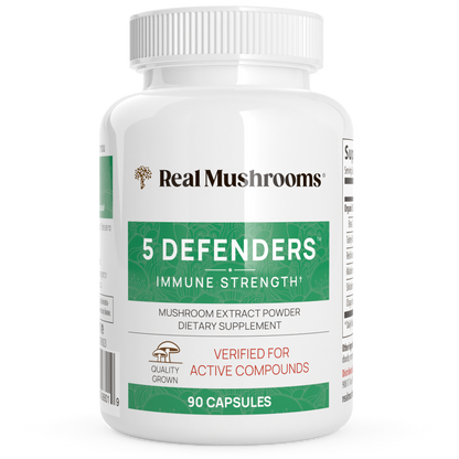 5 Defenders Organic Mushroom Blend Capsules by Real Mushrooms