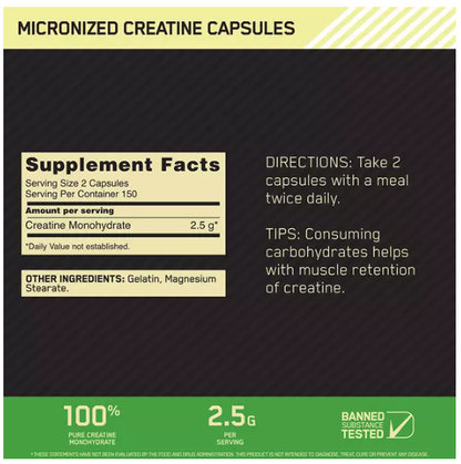 Optimum Nutrition Micronized Creatine Capsules