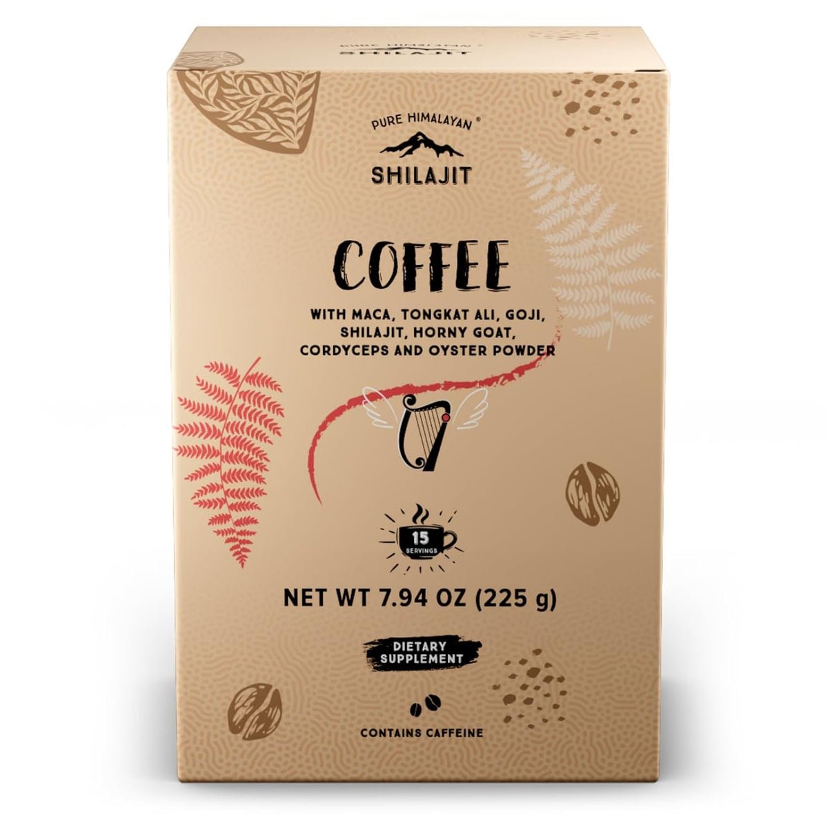 Pure Himalayan Shilajit Coffee Alternative with 9 Superfoods - Focus, Memory & Sustained Energy - 15 Instant Coffee Packets