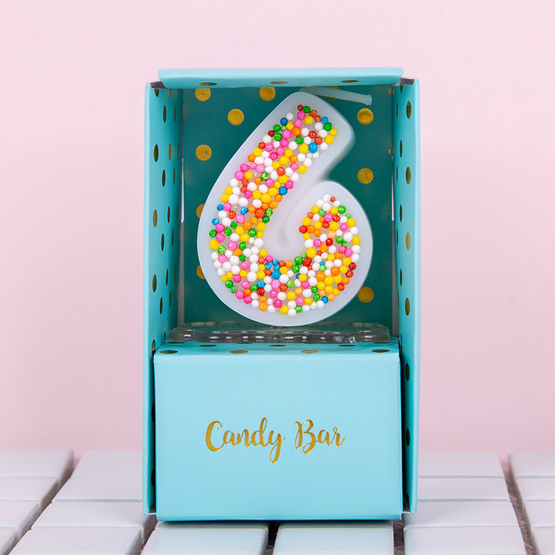 Colorful Sprinkle Candy Embedded Birthday Number Candle